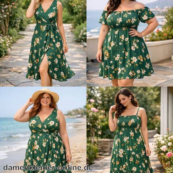 Grünes Sommerkleid mit Blumen