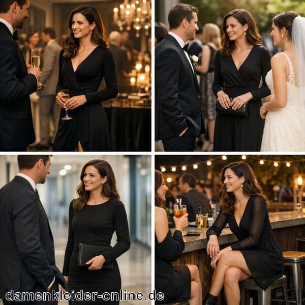 Langarm Kleider Schwarz