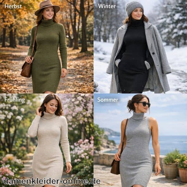 Rollkragen Kleid Damen