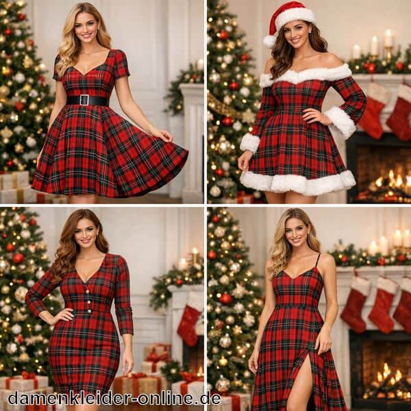 Weihnachtskleid Damen kariert