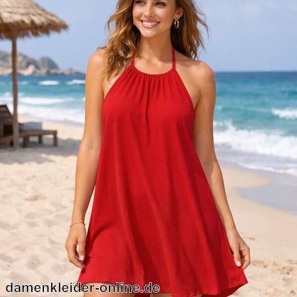Rotes Neckholder Kleid