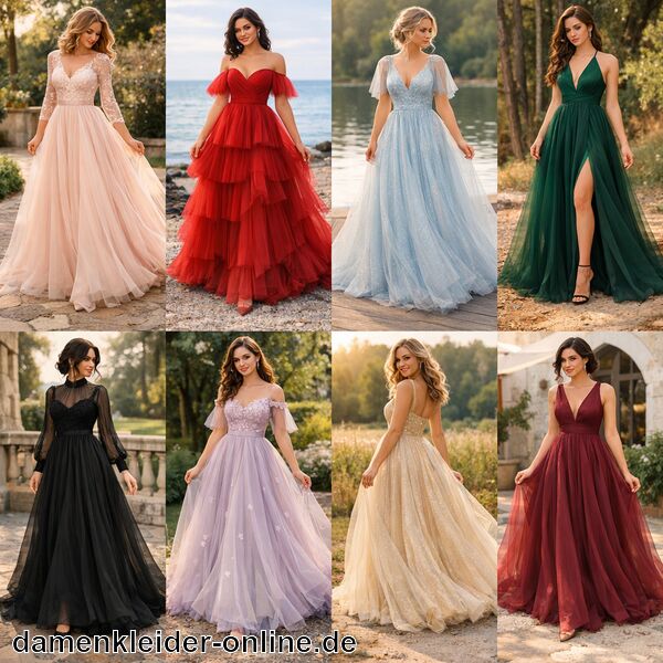 Tüllkleid Damen Lang