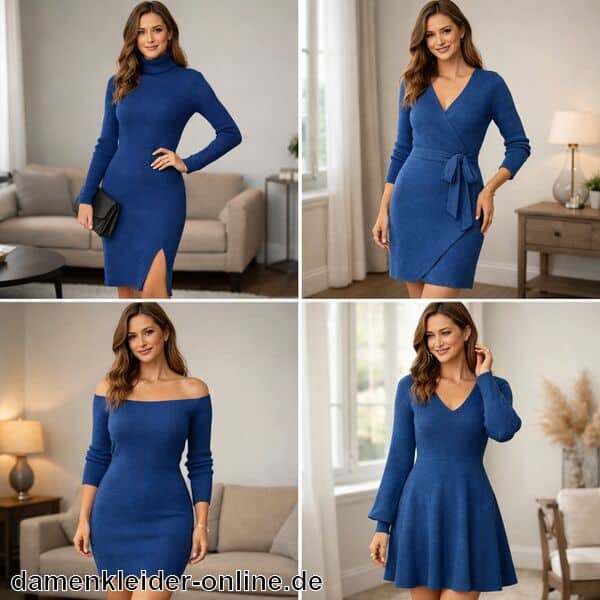 Blaues Strickkleid