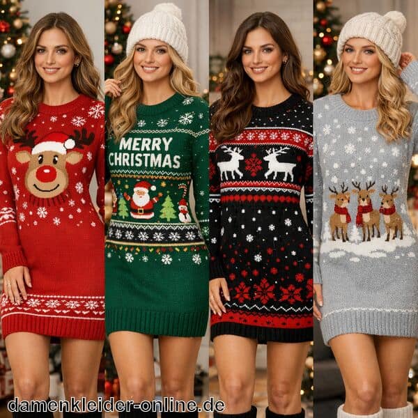 Weihnachts Strickkleid Damen