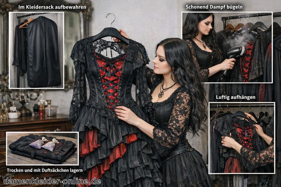 Pflege und Lagerung des Kleides beachten - Gothic Kleid Damen