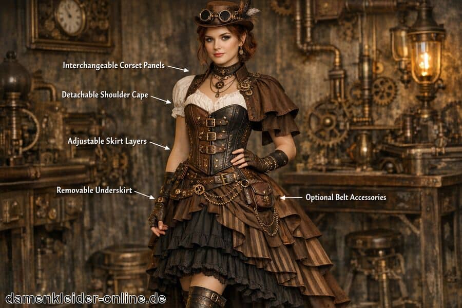 Anpassbare Details für individuelle Looks gestalten - Steampunk Kleid Damen