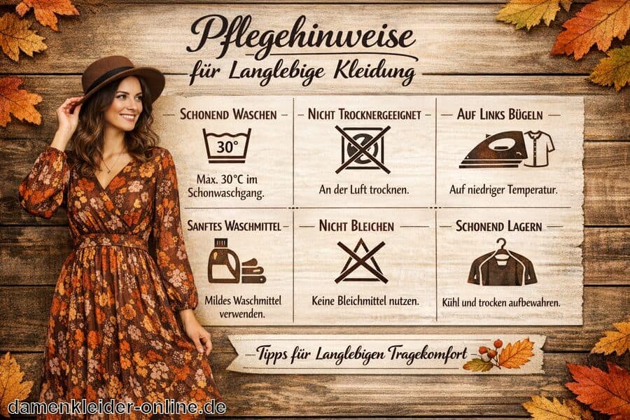 Pflegehinweise für langlebige Kleidung - Herbstkleid Damen