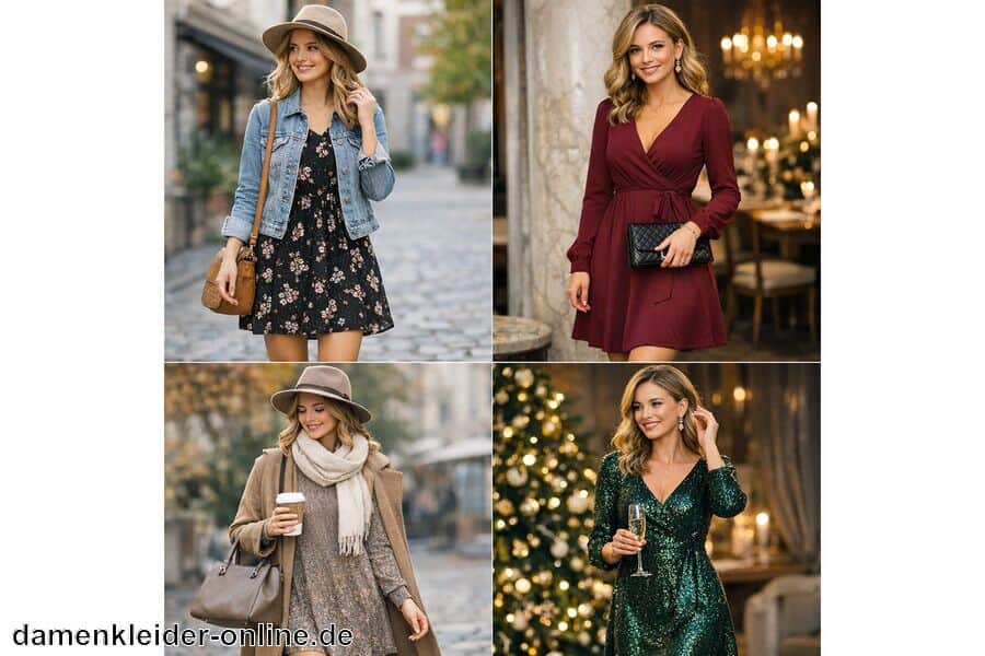 Kombinationsideen für Alltag und Festlichkeiten - Langarm Kleid kurz