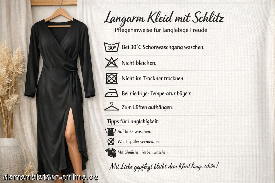 Pflegehinweise für langlebige Freude - Langarm Kleid mit Schlitz