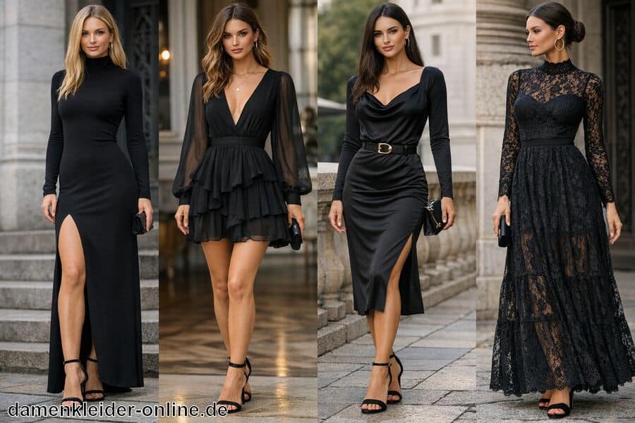 Trends bei Langarmkleidern in Schwarz - Langarm Kleider Schwarz