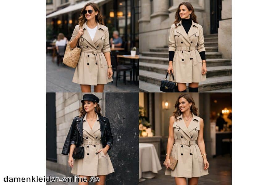 Vielseitig kombinierbar mit verschiedenen Looks - Trenchcoat Kleid Damen