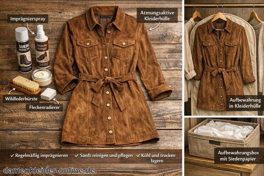 Pflege und Aufbewahrung für langanhaltende Qualität - Wildleder Kleid Braun