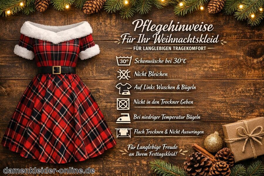 Pflegehinweise für langlebigen Tragekomfort - Weihnachtskleid Damen kariert