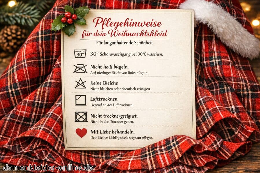 Pflegehinweise für langanhaltende Schönheit - Weihnachtskleid Rot kariert