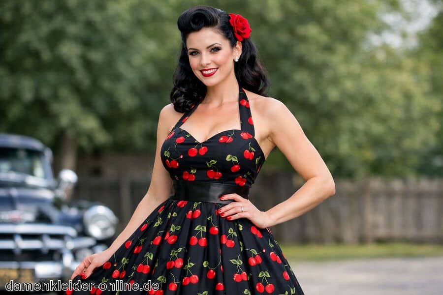 Betont den Nacken und Schultern - Rockabilly Kleid Neckholder