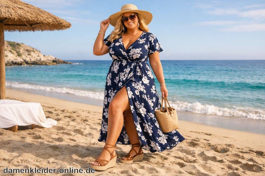 Passende Schuhe für langes Bein wirken - Strandkleider für Mollige
