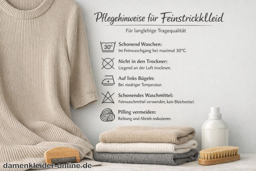 Pflegehinweise für langlebige Tragequalität - Feinstrickkleid für Damen