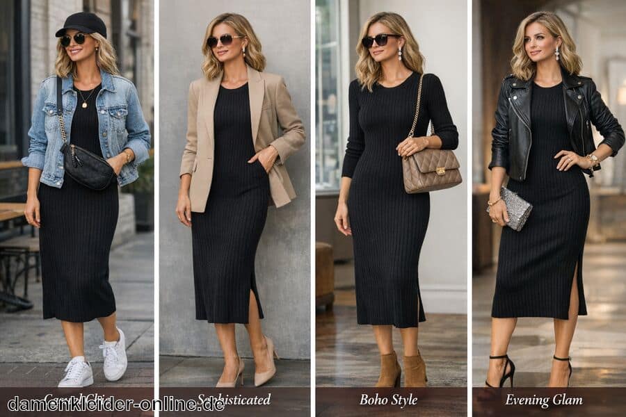 Kombinieren mit Accessoires für verschiedene Looks - Midi Strickkleid