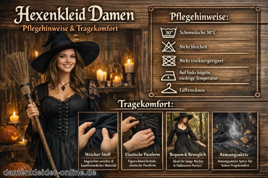 Pflegehinweise und Tragekomfort - Hexenkleid Damen