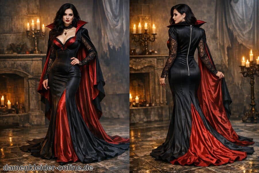 Zug- oder Reißverschluss für Komfort - Vampir Kleid Damen