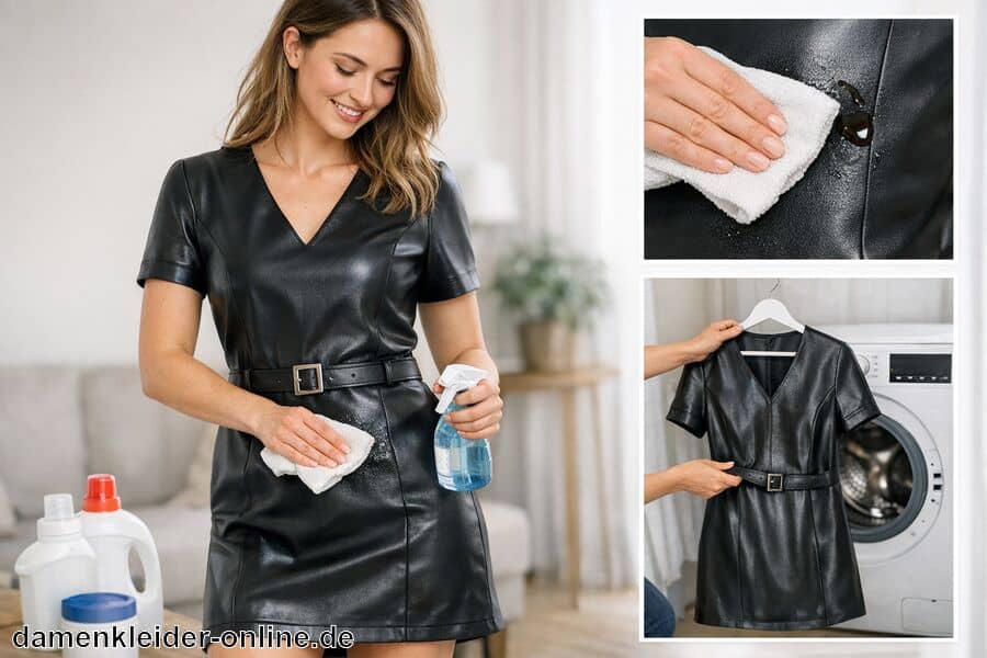 Leichte Pflege und Reinigung - Kunstleder Kleid Damen