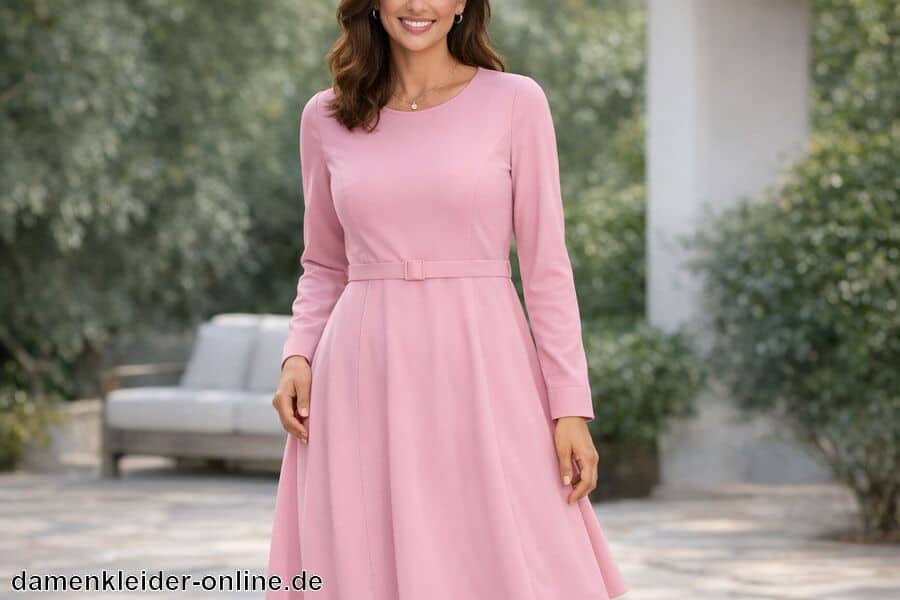 Pflegeleicht und langlebig gestaltet - Langarm Kleid Rosa