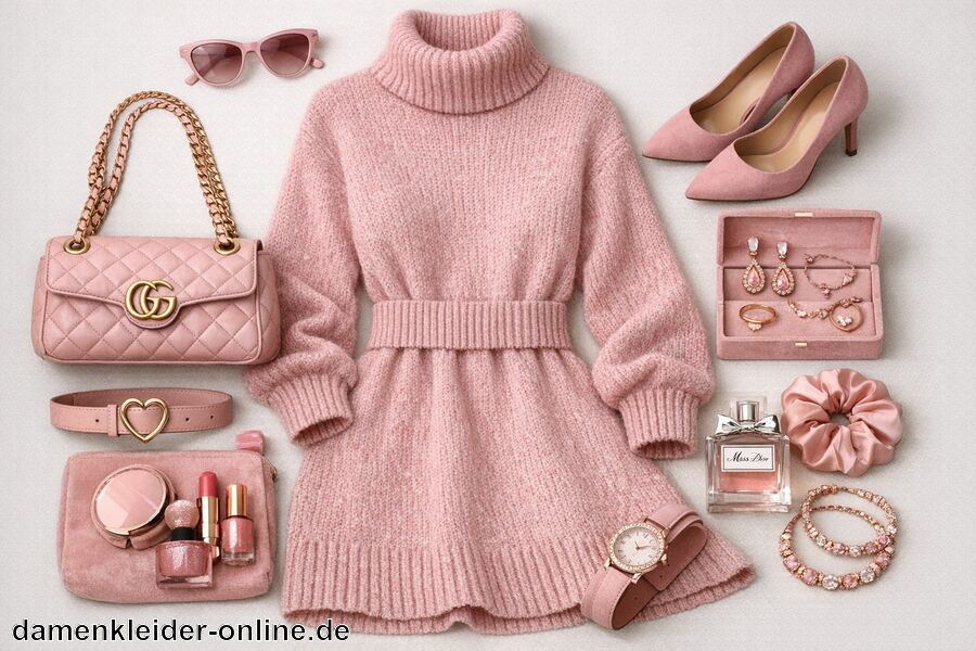 Accessoires passend zum Wollkleid - Pinkes Wollkleid