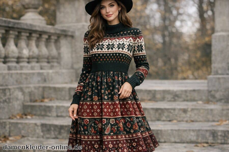 Stilvolle Farben und Muster auswählen - Winterkleid Damen Langarm