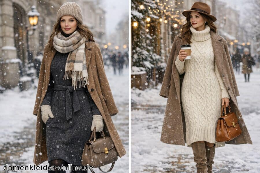 Stilvolle Looks für Wintertage - Wollkleid Damen Winter