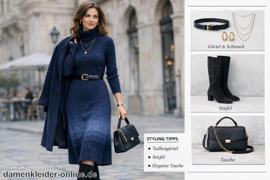 Farbnuancen und Styling Tipps - Wollkleid Dunkelblau