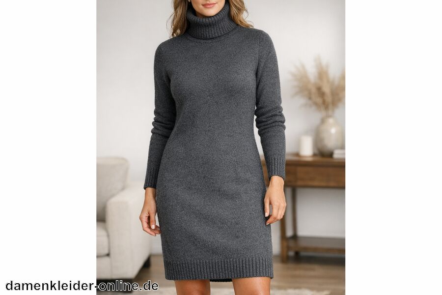 Pflegeleicht und langlebig gefertigt - Wollkleid mit Rollkragen