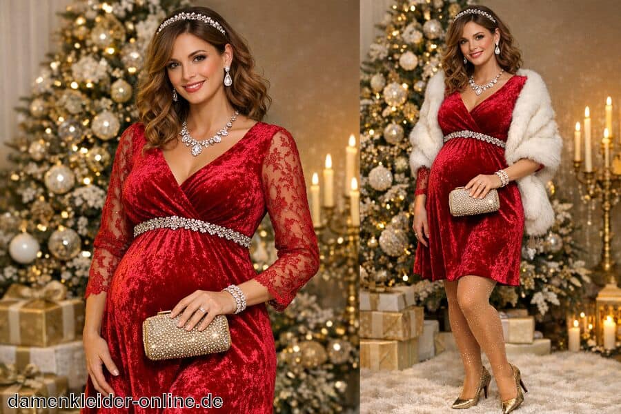 Accessoires für festlichen Look ergänzen - Umstands Weihnachtskleid