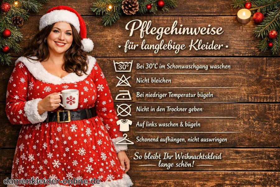 Pflegehinweise für langlebige Kleider - Weihnachtskleid Damen XXL