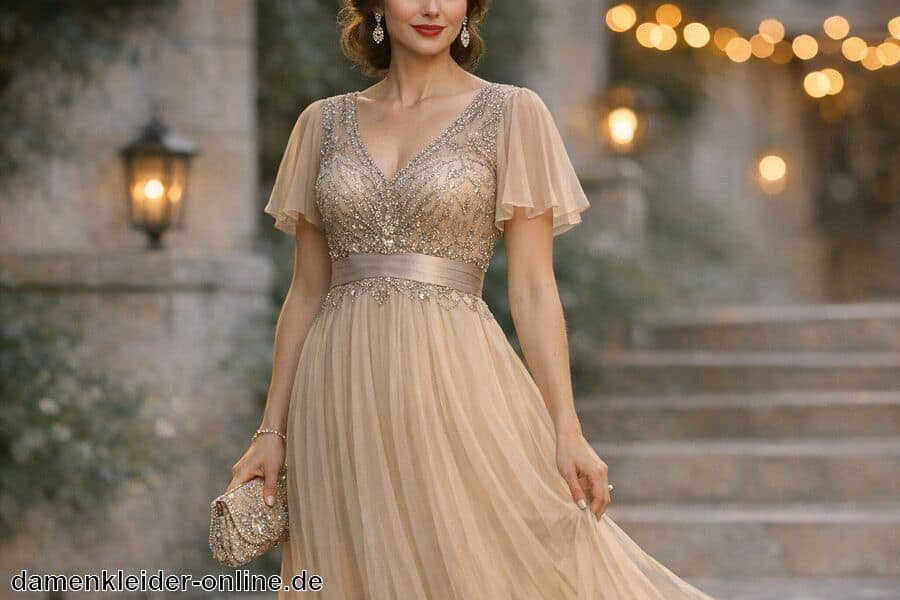 Kurz geschnittener Ärmel für Komfort - Abendkleid Vintage