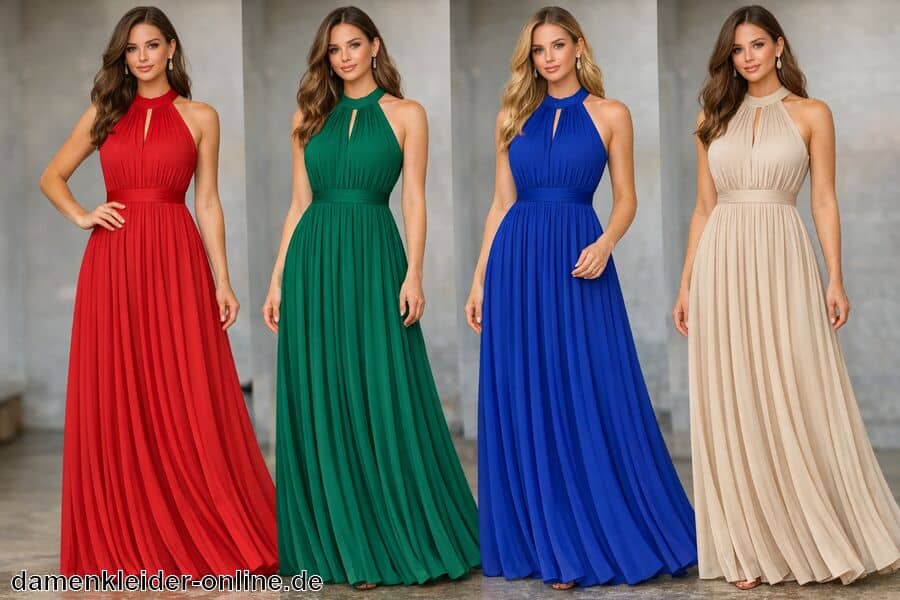 Auswahl an Farben für individuellen Look - Plissiertes Neckholder Kleid