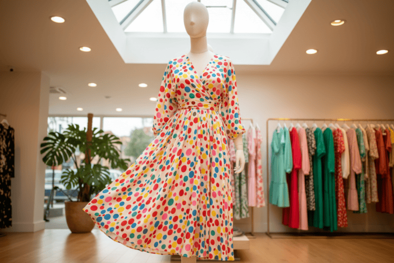 Kleid mit farbigen Punkten