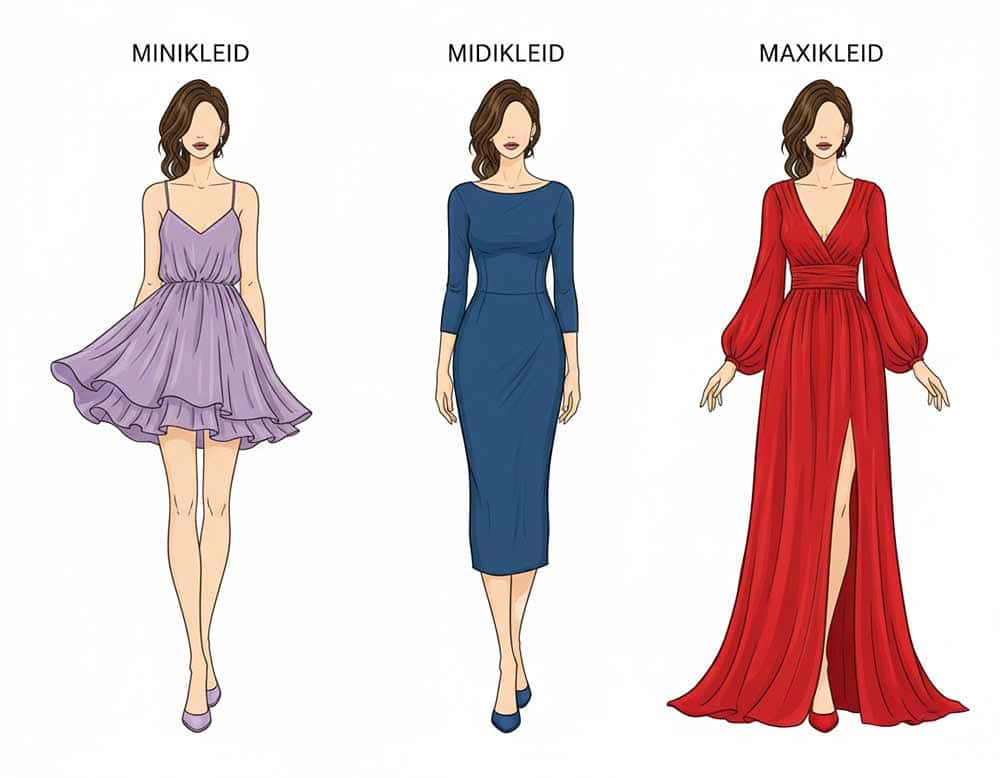 Minikleid, Midi und Maxikleid Vergleich Minikleid, Midi und Maxikleid Vergleich