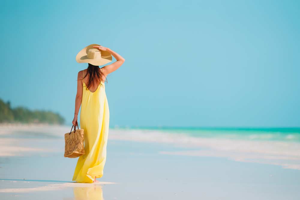 Gelbes Strandkleid mit Strandtasche und Strandhut gestylt (de.depositphotos.com) Gelbes Strandkleid mit Strandtasche und Strandhut gestylt (de.depositphotos.com)