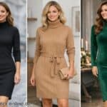 Rollkragen Kleid Damen