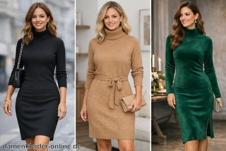 Rollkragen Kleid Damen