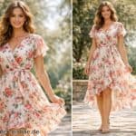 Chiffon Kleid Blumenmuster