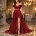 Abendkleid Weinrot Lang