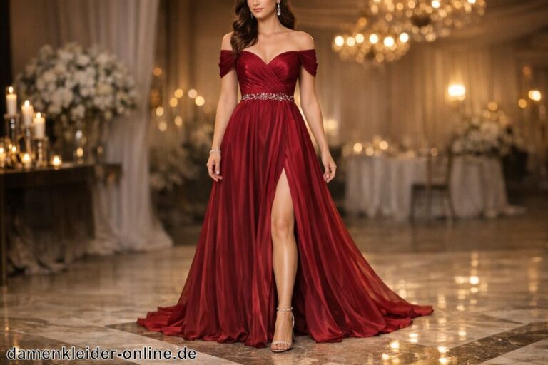 Abendkleid Weinrot Lang
