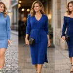 Blaues Strickkleid