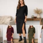 Pullover Kleid mit Schlitz