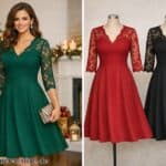 Weihnachtskleid Damen A Linie